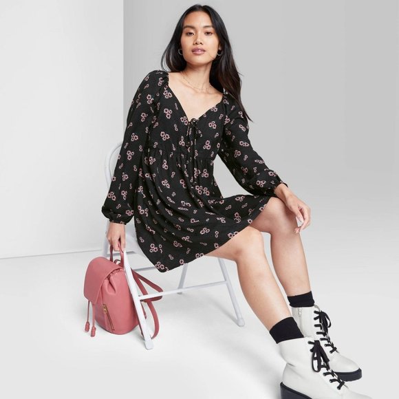 Wild fable long sleeve floral peasant dress Large - Picture 3 of 10